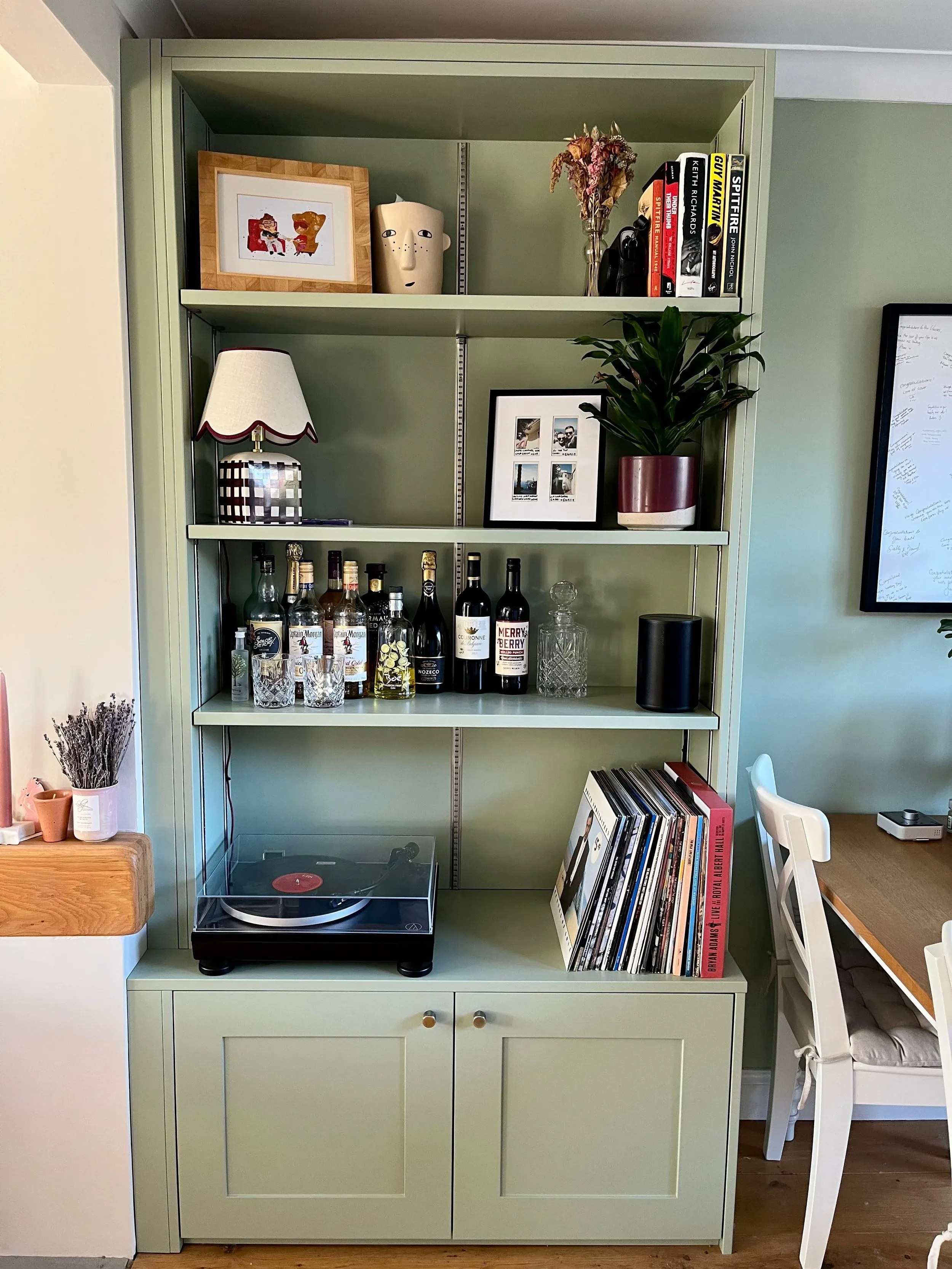 Green Shaker Media Wall, Seagull Bespoke Interiors
