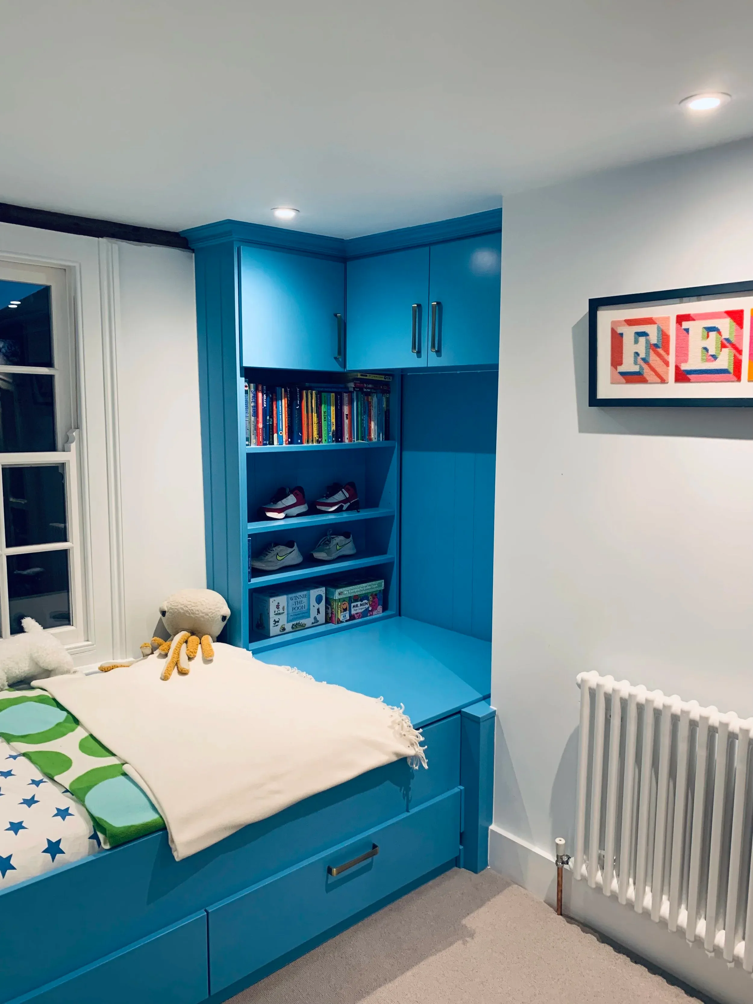 St Giles Blue Built-In Bed, Seagull Bespoke Interiors