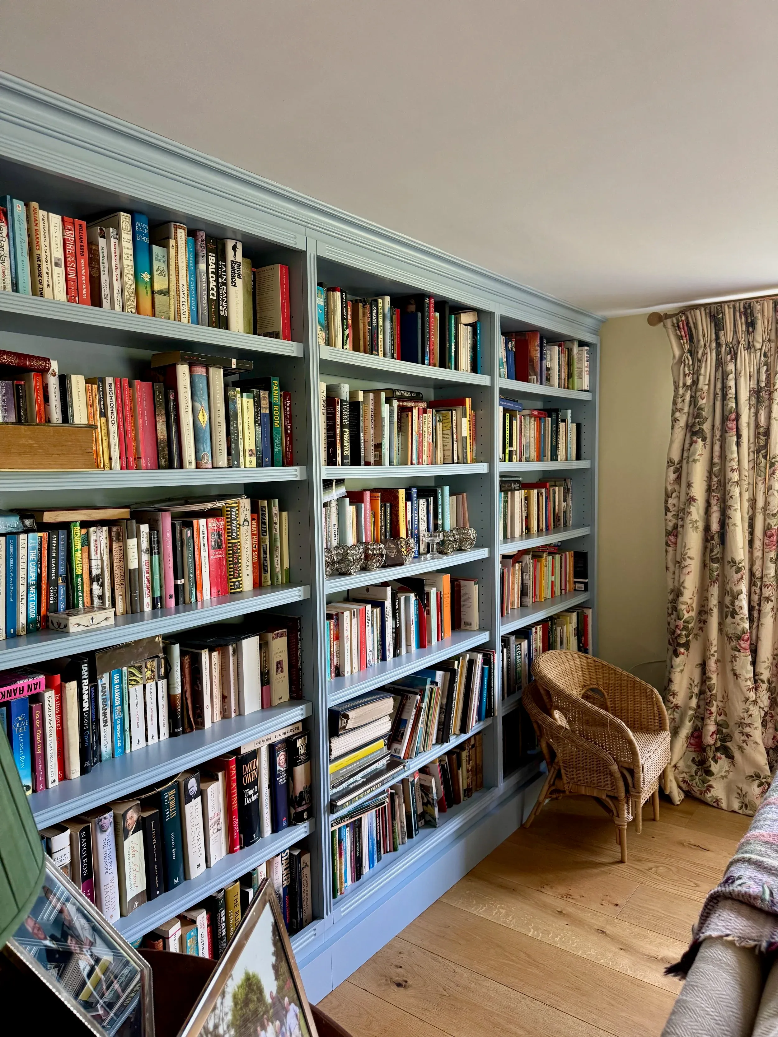 Fluted Lulworth Blue Bookcase, Seagull Bespoke Interiors