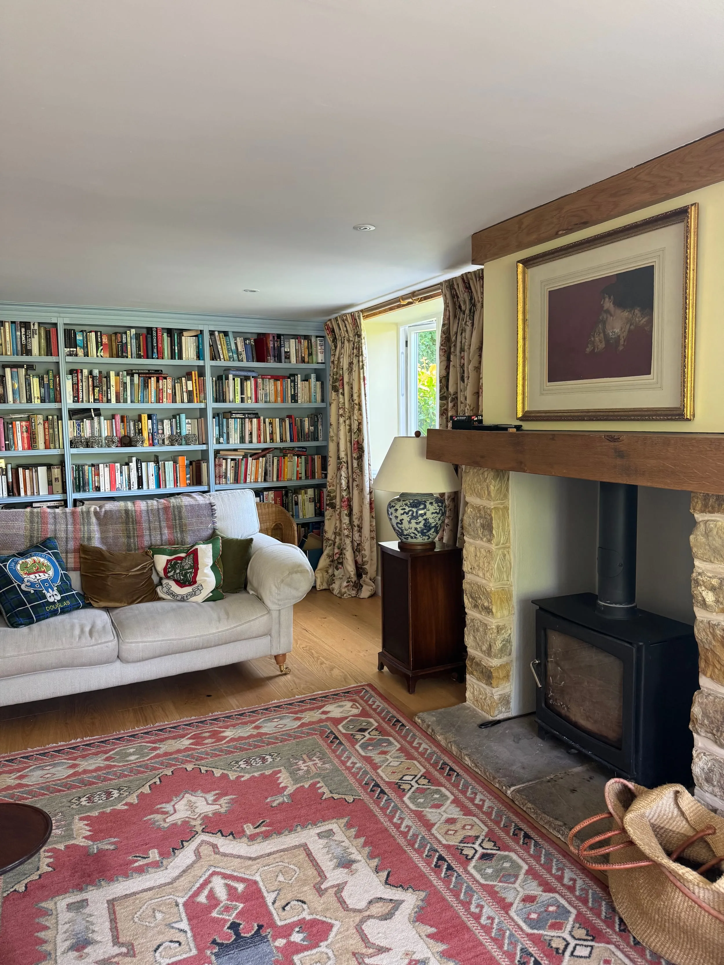 Fluted Lulworth Blue Bookcase, Seagull Bespoke Interiors