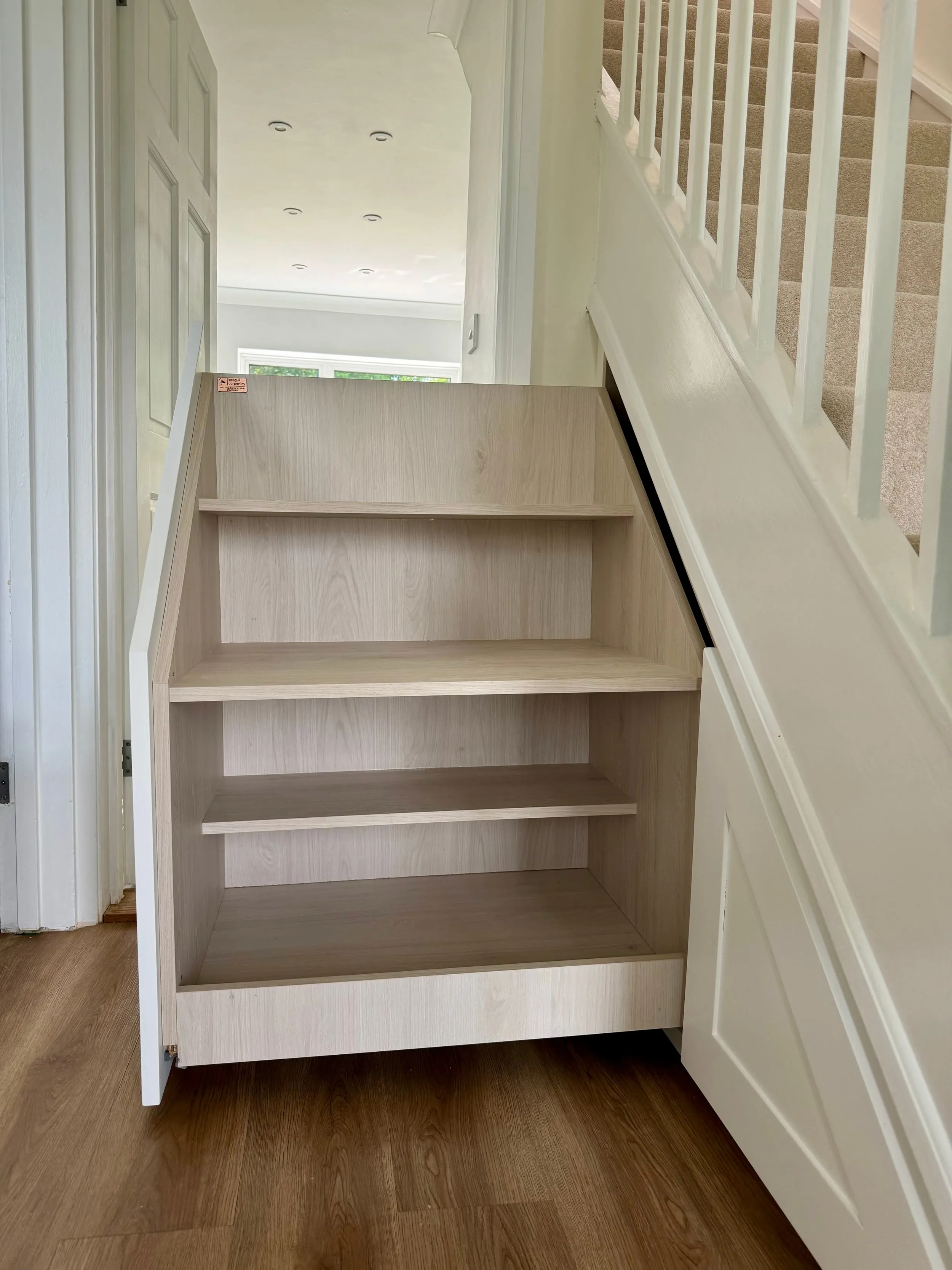 White Shaker Under-Stairs Storage, Seagull Bespoke Interiors