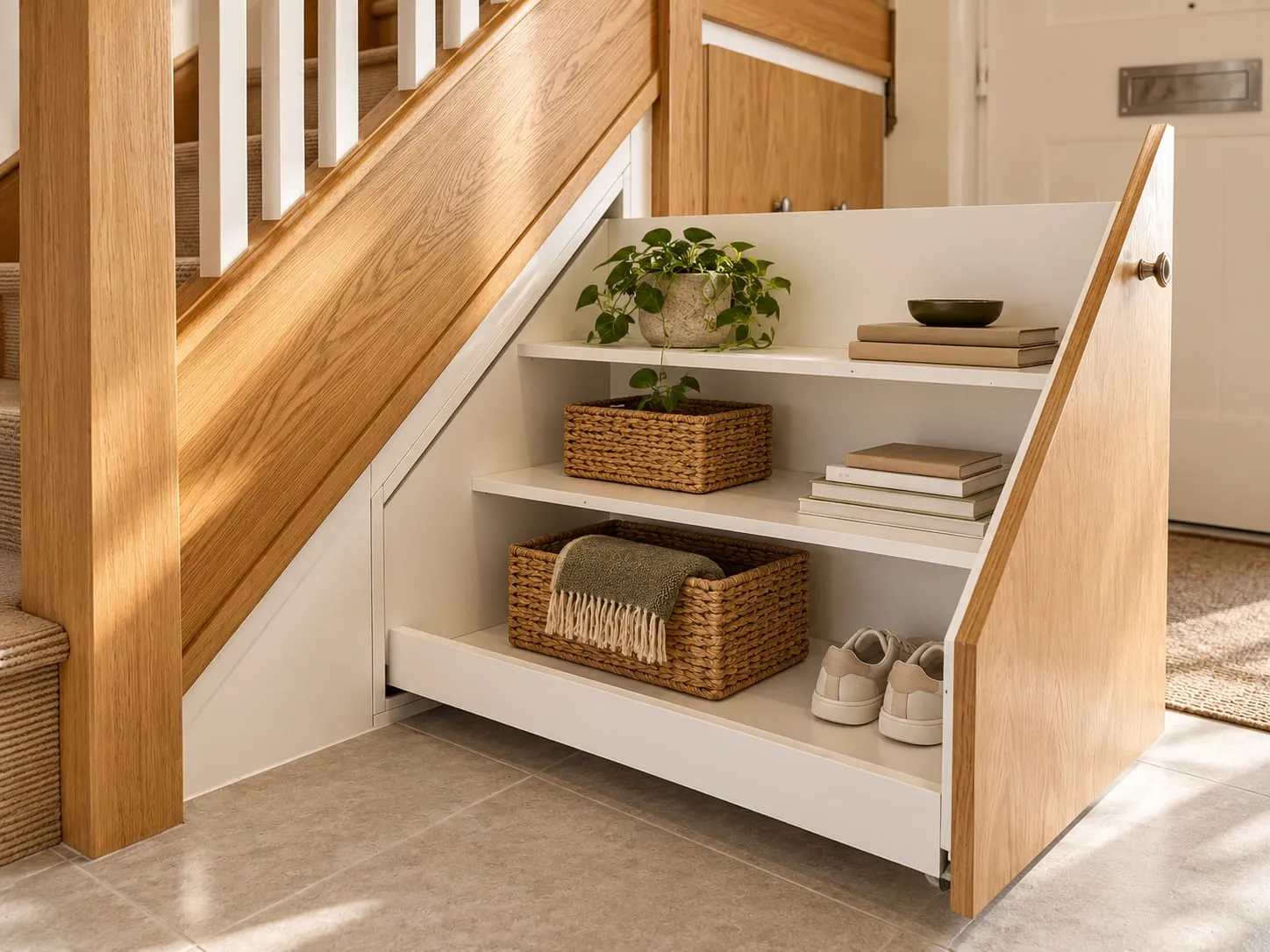 Oak Veneer Under-Stairs Pull-Outs
