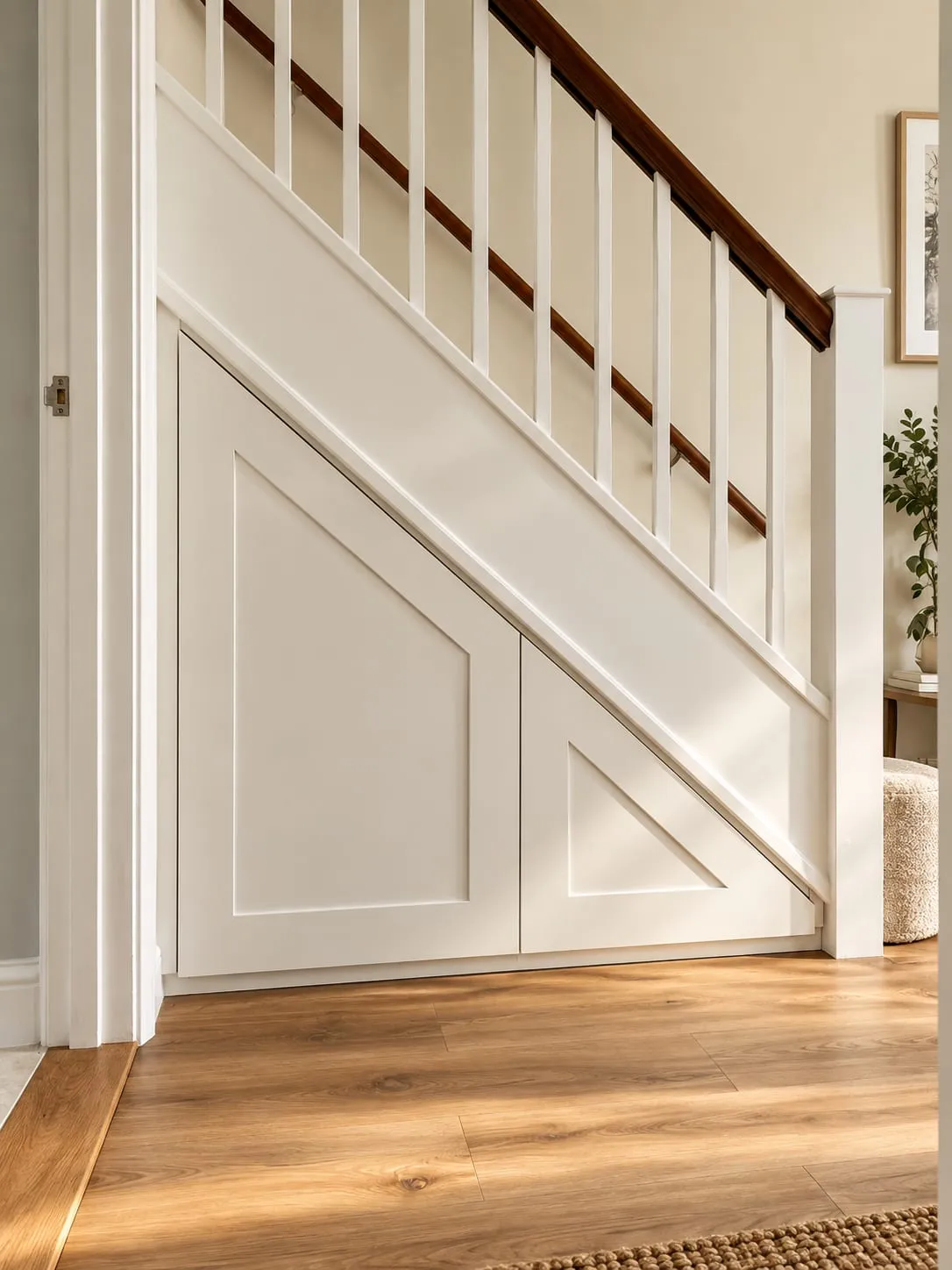 White Shaker Under-Stairs Storage